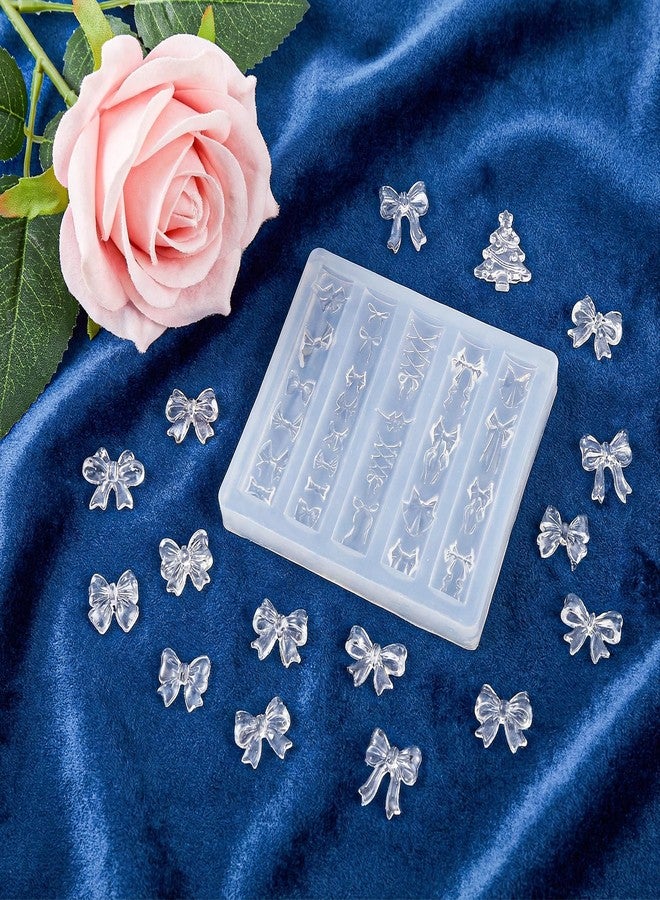 Thrymme Bow Nail Mold, 3D Silicone Nail Molds with Bow for Women, Craft Project Fingertip Art (Transparent) - Image 2